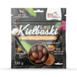 Syta-Micha-kielbaski-dla-psa-z-pstragiem,-batatem-cukinia-i-kokosem