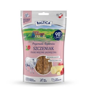 Mięsne paski dla szczeniaka JAGNIĘCINA z bananem 90g  | Baltica